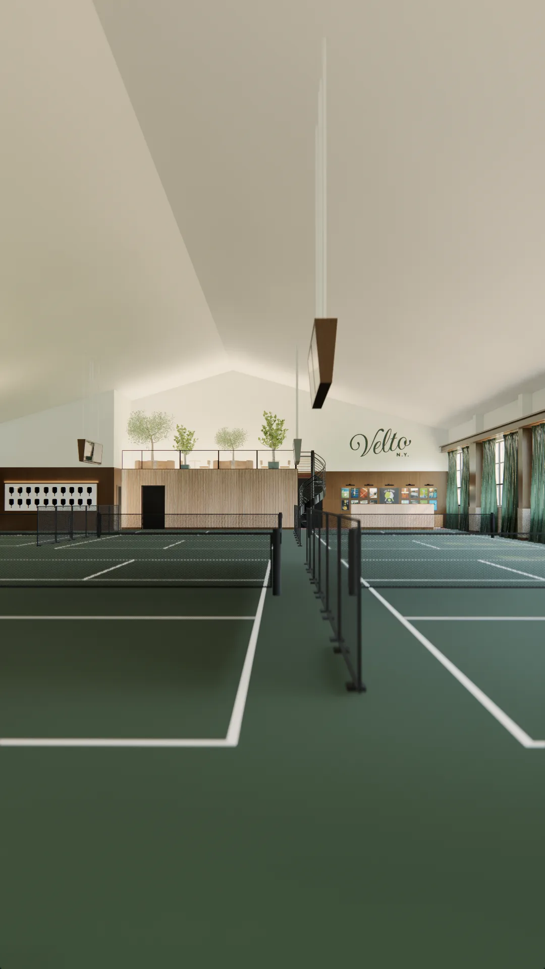 Corporate pickleball event setup at Velto Brooklyn